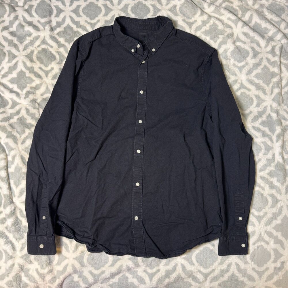 H&M Men's XL Black Muscle Fit Long Sleeve Button Up Shirt Casual
